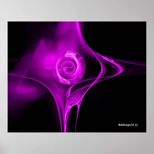 VIOLET LILA FRAKTAL ROSE IN SCHWARZ POSTER (Vorne)