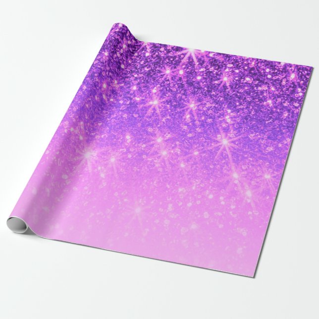 Violet Lila Glitzer Geschenkpapier (Ungerollt)