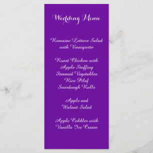 Violet-Lila Hochzeitmenü Menükarte