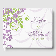 Violet Lila Lime Green Floral Wedbook
