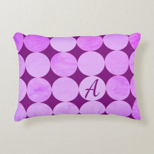 Violet, Lila Magenta und rosa Circles Monogramm Dekokissen