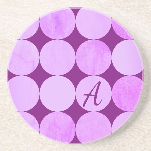 Violet, Lila Magenta und rosa Circles Monogramm Getränkeuntersetzer (Vorne)