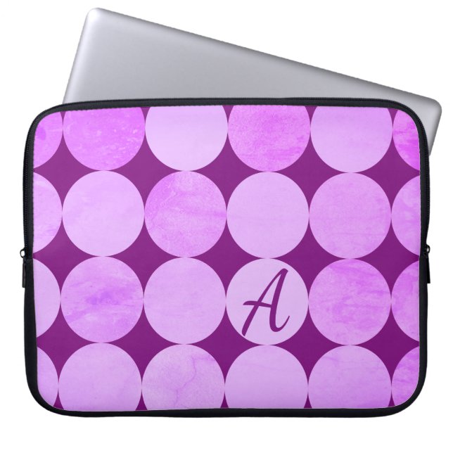 Violet, Lila Magenta und rosa Circles Monogramm Laptopschutzhülle (Vorderseite)