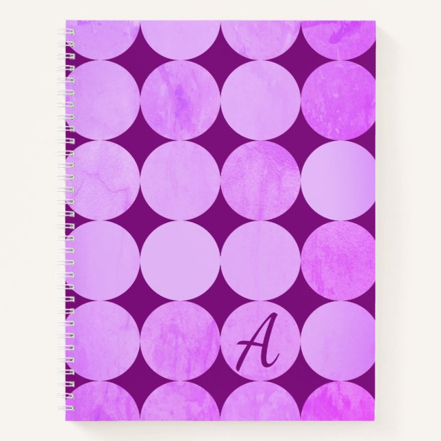 Violet, Lila Magenta und rosa Circles Monogramm Notizbuch (Vorderseite)