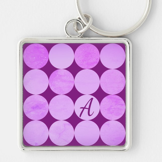 Violet, Lila Magenta und rosa Circles Monogramm Schlüsselanhänger (Vorne)