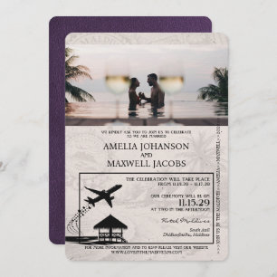 Violet Lila Maldives Passport Hochzeit Einladung