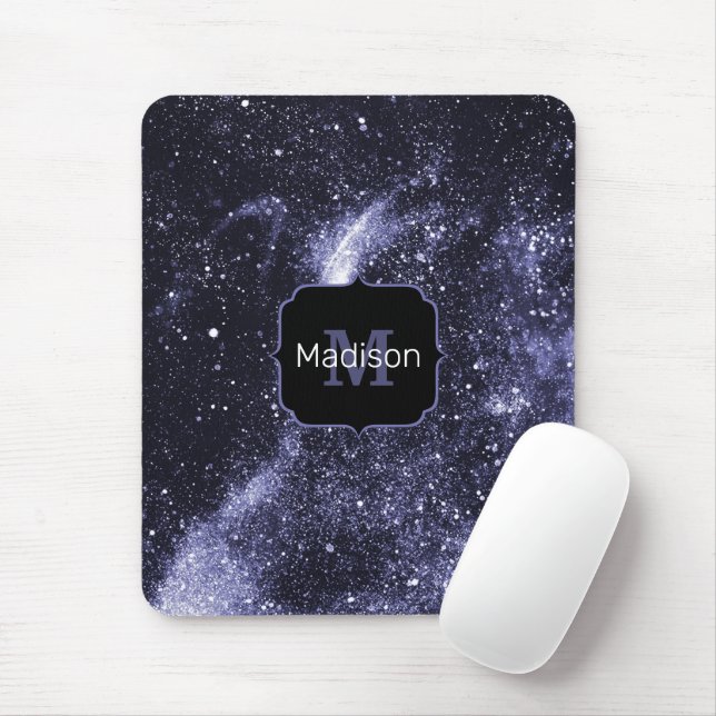 Violet lila peri abstrakte Galaxie Monogram Mousepad (Mit Mouse)