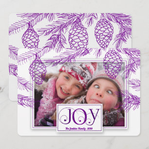 Violet Lila Pines Christmas Joy Foto Feiertagskarte