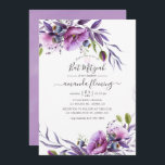 Violet Lila Poppy Floral Bat Mitzvah Einladung<br><div class="desc">Die lila,  violette Fledermaus-Mitzvah lädt mit eleganter Handschrift-Typografie ein,  die schnell und einfach auf Ihre Veranstaltungsspezifikationen zugeschnitten ist.</div>
