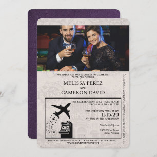 Violet Lila Reno Passport Hochzeit Einladung