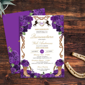 Violet Lila Rose Western Charro Quinceanera Einladung