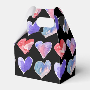 Violet Lila schwarze Herzen 5 Papierbox Geschenkschachtel