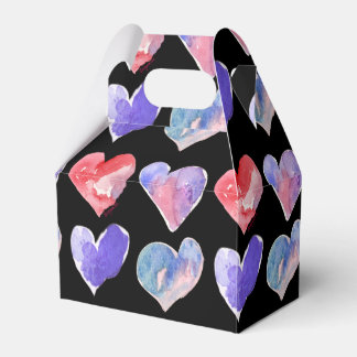 Violet Lila schwarze Herzen 5 Papierbox Geschenkschachtel