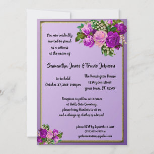 Violet Lila Vintage Rose Goth Wedding Einladung