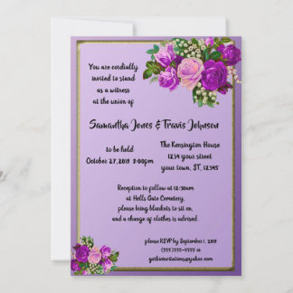 Violet Lila Vintage Rose Goth Wedding Einladung