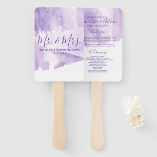 Violet Lila Watercolor Splash-Hochzeitsprogramme Fächer