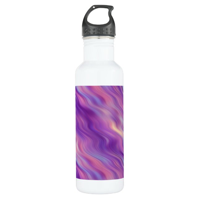 Violet Lila Wavy Textur Trinkflasche (Vorderseite)
