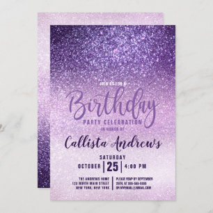Violet Lilac Lila Triple Glitzer Ombre Birthday Einladung
