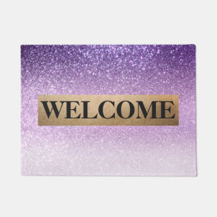 Violet Lilac Pastel Lila Triple Glitzer Monogramm Fußmatte