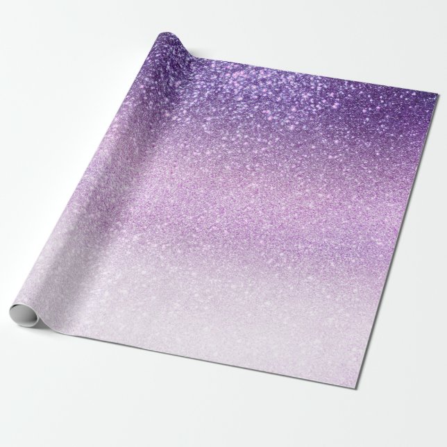 Violet Lilac Pastel Lila Triple Glitzer Ombre Geschenkpapier (Ungerollt)