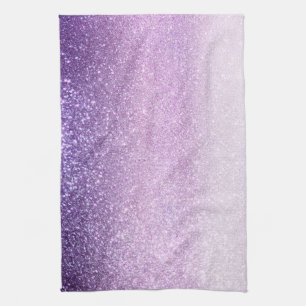 Violet Lilac Pastel Lila Triple Glitzer Ombre Geschirrtuch