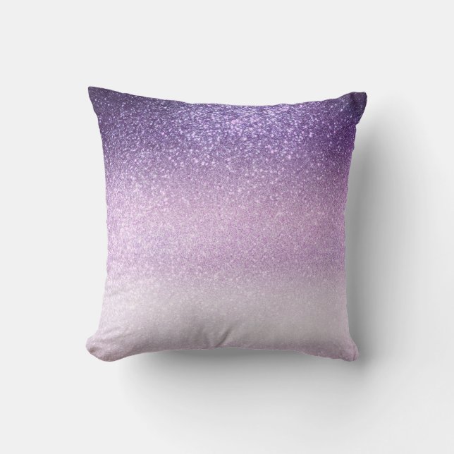 Violet Lilac Pastel Lila Triple Glitzer Ombre Kissen (Vorderseite)