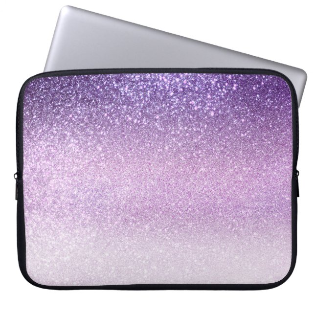 Violet Lilac Pastel Lila Triple Glitzer Ombre Laptopschutzhülle (Vorderseite)