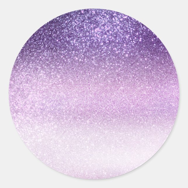Violet Lilac Pastel Lila Triple Glitzer Ombre Runder Aufkleber (Vorderseite)