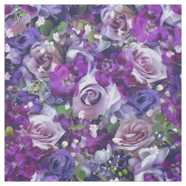 Violet Lilac Rose Blume Gartenmuster Stoff (Muster)