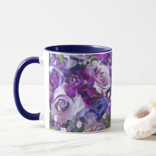 Violet Lilac Rose Blume Gartenmuster Tasse
