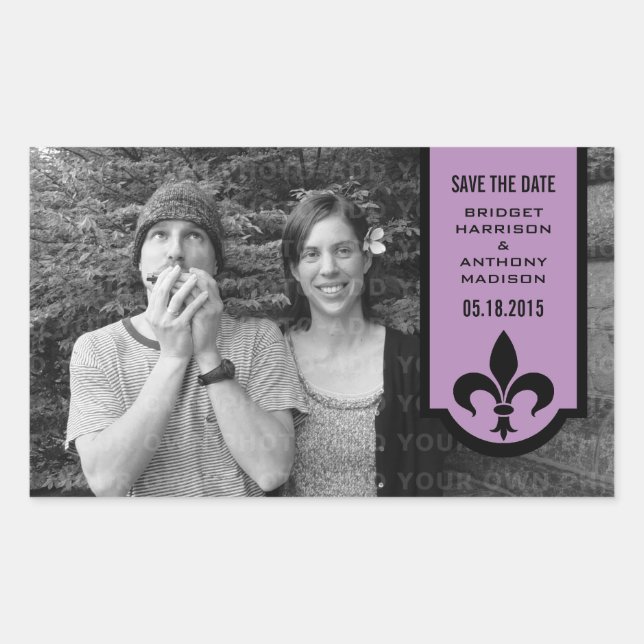 Violet Lilie Banner Save the Date Sticker (Vorderseite)
