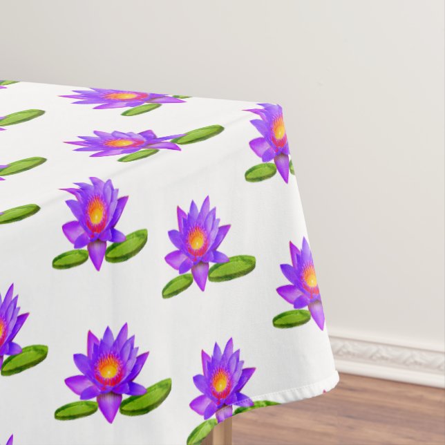 Violet Lotus Blume & Lily Pad auf Weiß Tischdecke (Beispiel)
