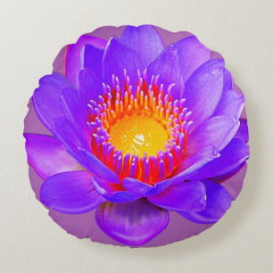 Violet Lotus Blume Rundes Kissen