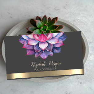 Violet Lotus Gold Stripe Yoga-Lehrerin Visitenkarte