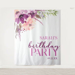 Violet Magenta Lila Floral Geburtstagsparty Wandteppich