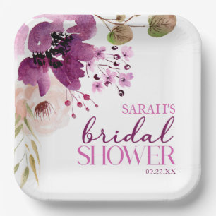 Violet Magenta Lila florales Brautparty Pappteller