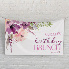 Violet Magenta Purple Floral Birthday Brunch Banner