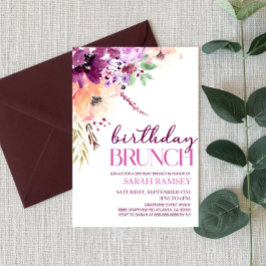 Violet Magenta Purple Floral Birthday Brunch Einladung