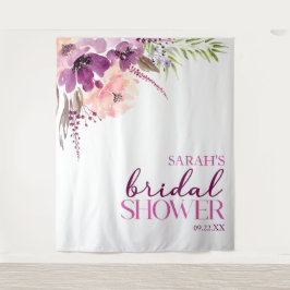 Violet Magenta Purple Floral Bridal Shower Wandteppich