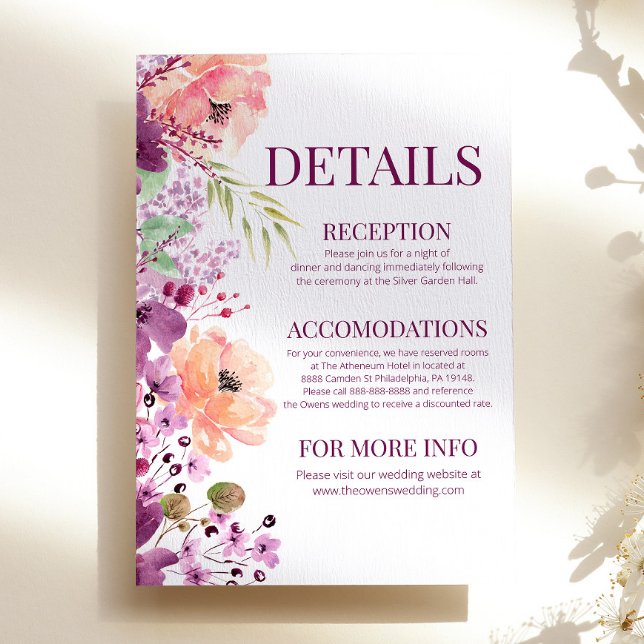 Violet Magenta Wasserfarbene Blume Begleitkarte (Von Creator hochgeladen)