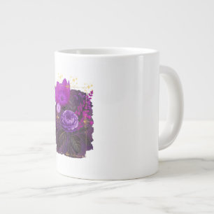 Violet Magical Floral Bouquet in Golden Frame Jumbo-Tasse