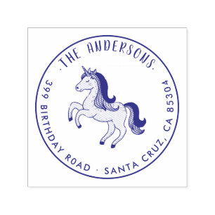 Violet Magical Unicorn Familienname Rücksendeadres Permastempel