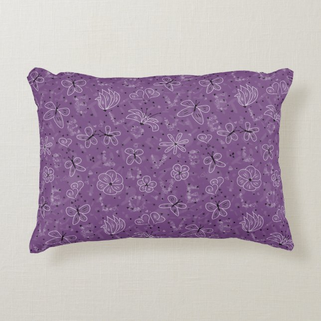 Violet Mauve Butterfly LIEBE - nahtloses Muster. Dekokissen (Vorderseite)