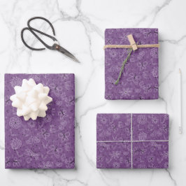 Violet Mauve Butterfly LIEBE - nahtloses Muster. Geschenkpapier Set