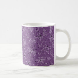 Violet Mauve Butterfly LIEBE - nahtloses Muster. Kaffeetasse