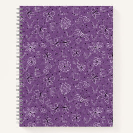 Violet Mauve Butterfly LIEBE - nahtloses Muster. Notizbuch
