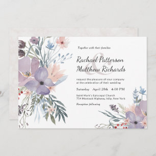 Violet Meadow Watercolor Blues Hochzeit Einladung