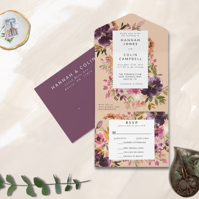 Violet Meadows Modern Fall Floral All In One Einladung (Von Creator hochgeladen)