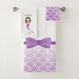 Violet Mermaid Personalisiert Bath Handtuch Set