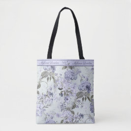 Violet & Mint Hydrangea & Lilacs Personalized Tote